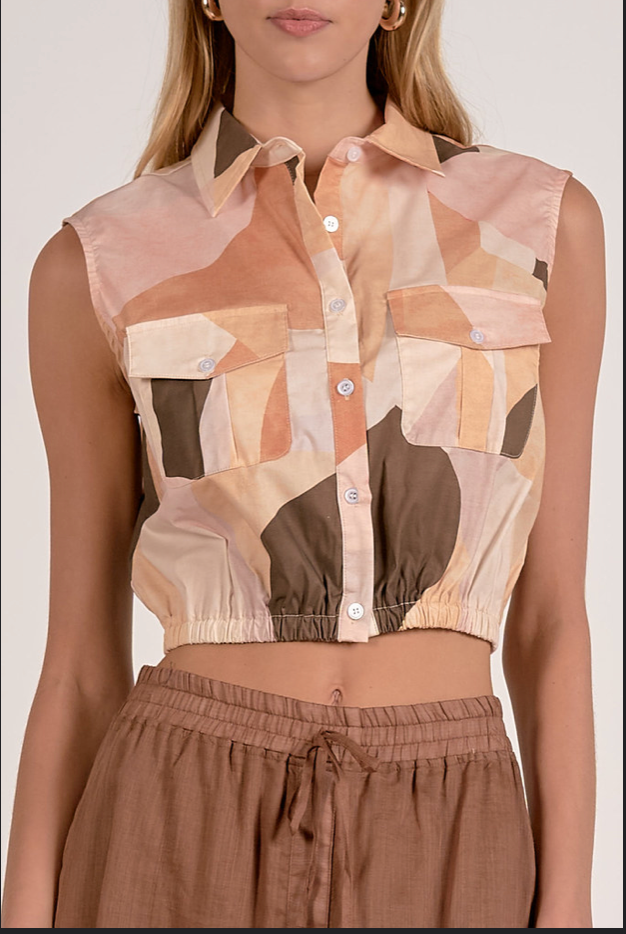 NEUTRAL PRISM COLLARED TOP