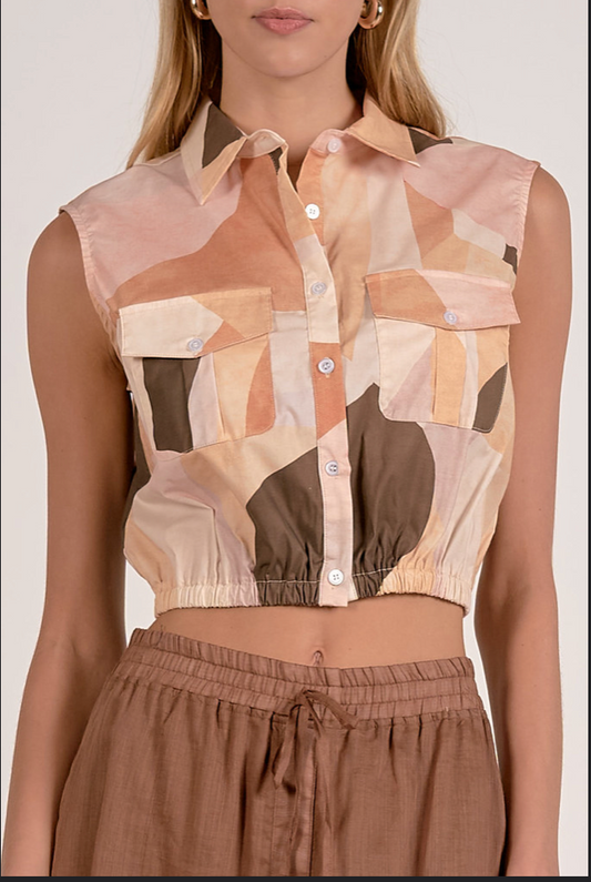 NEUTRAL PRISM COLLARED TOP