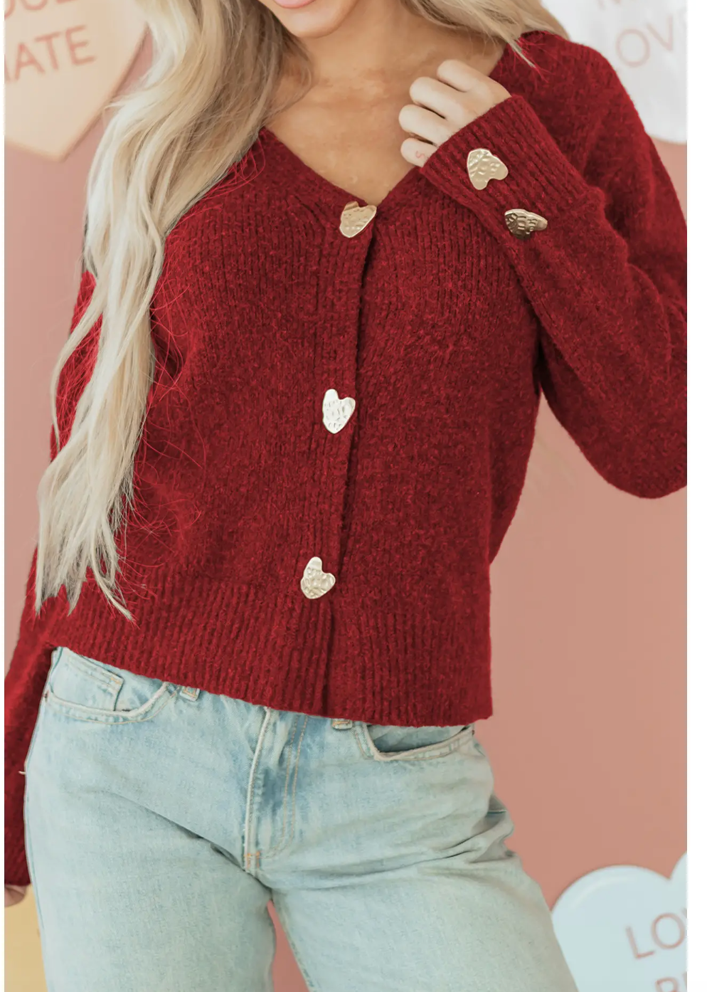 BUTTON UP MY HEART SWEATER