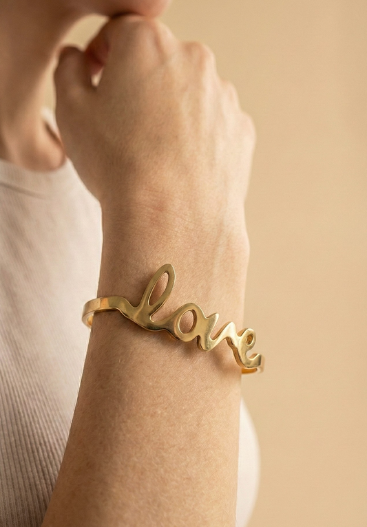 SCRIPT LOVE CUFF BRACELET