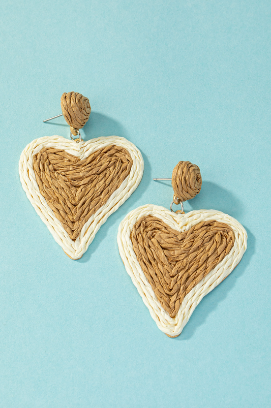 RAFFIA HEART EARRINGS