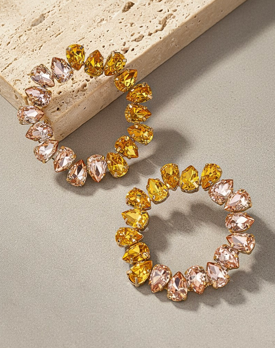 GEM STONE HOOP EARRINGS