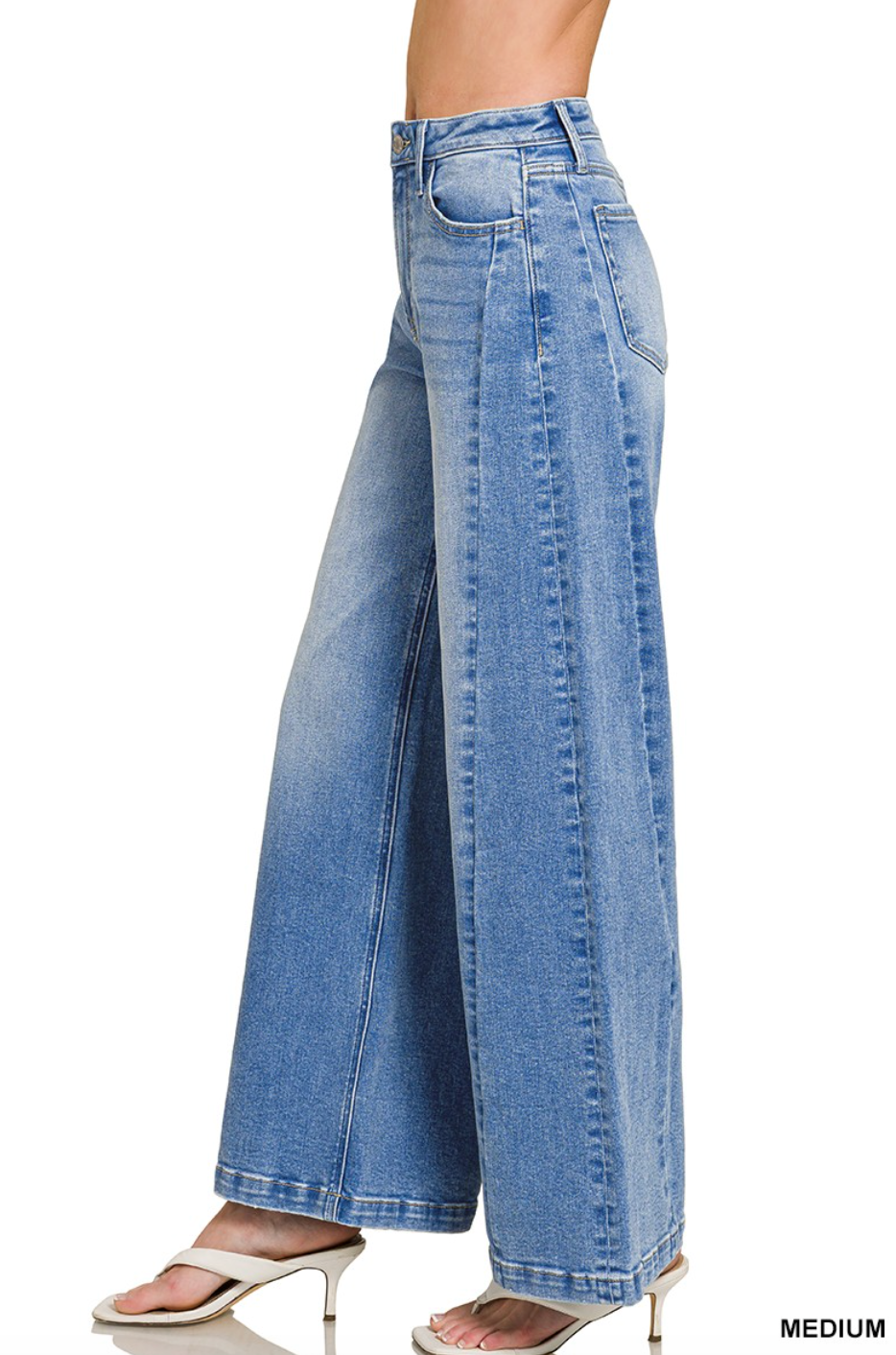 SEAMED ULTRA WIDE LEG DENIM PANTS