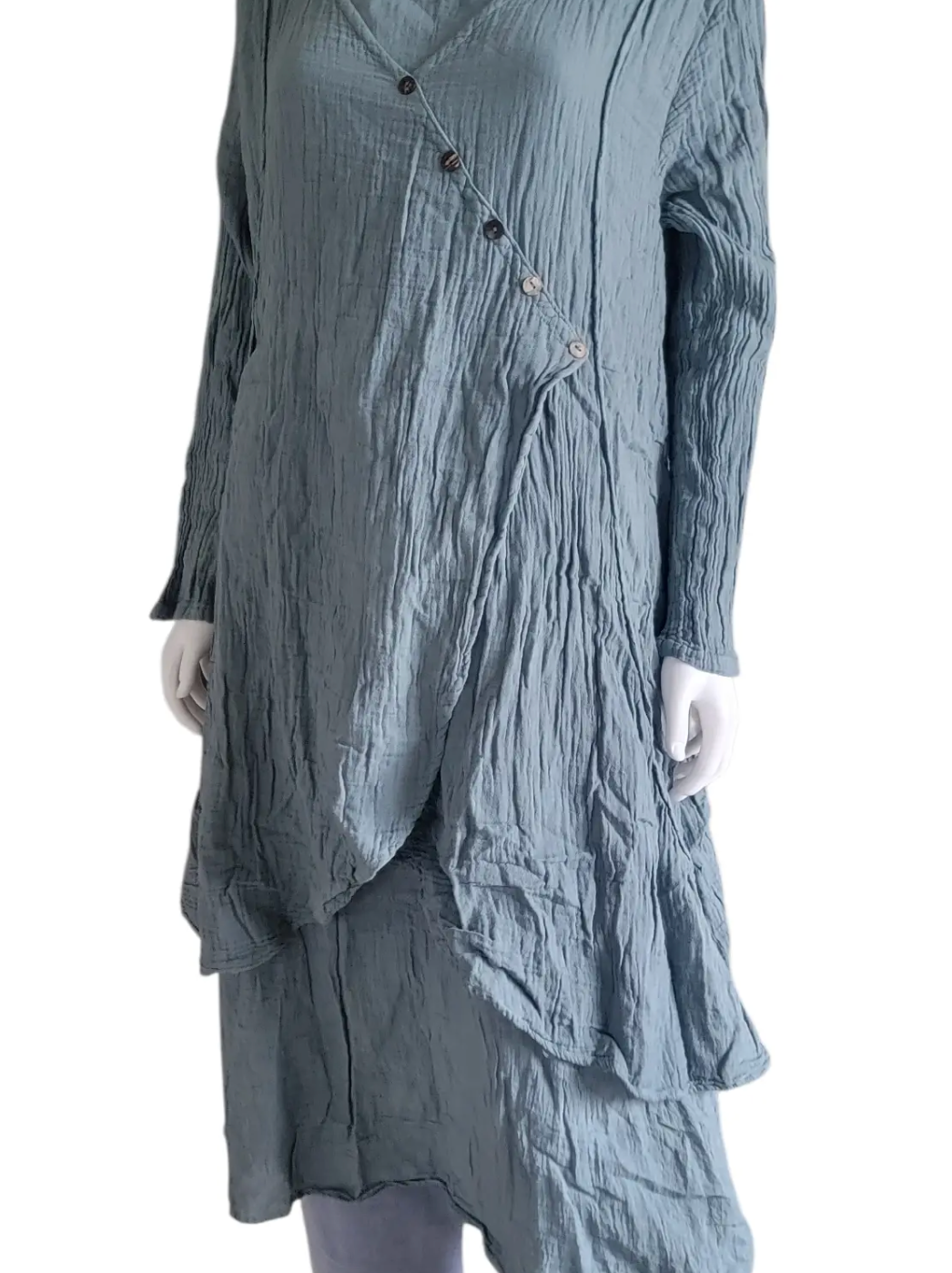 DIAGONAL BUTTONS LAYERED DRESS