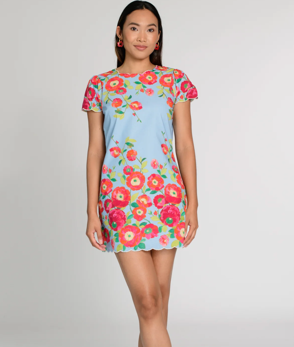 BLUE POPPY SHIFT DRESS
