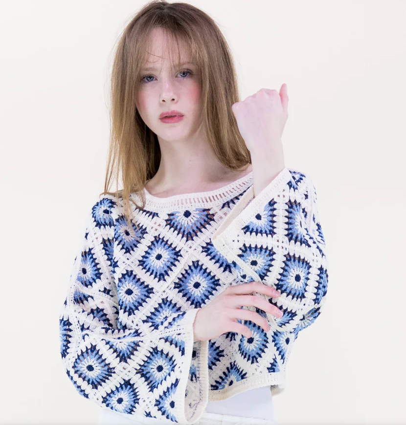 BLUE DIAMONDS CROCHET SWEATER