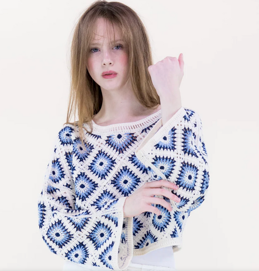BLUE DIAMONDS CROCHET SWEATER