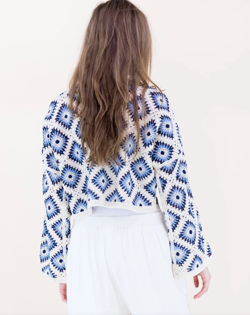 BLUE DIAMONDS CROCHET SWEATER