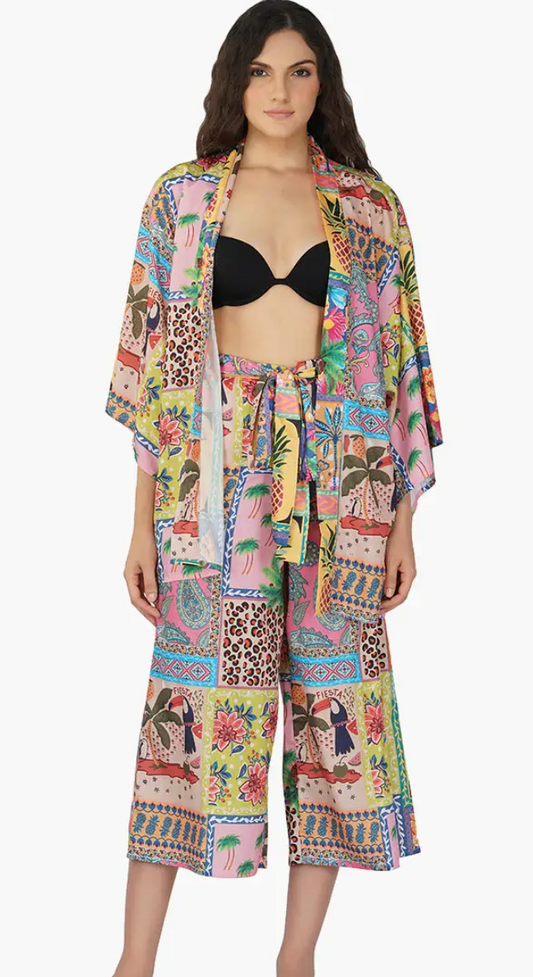 TROPICAL COLORFUL BUTTON UP PANTS