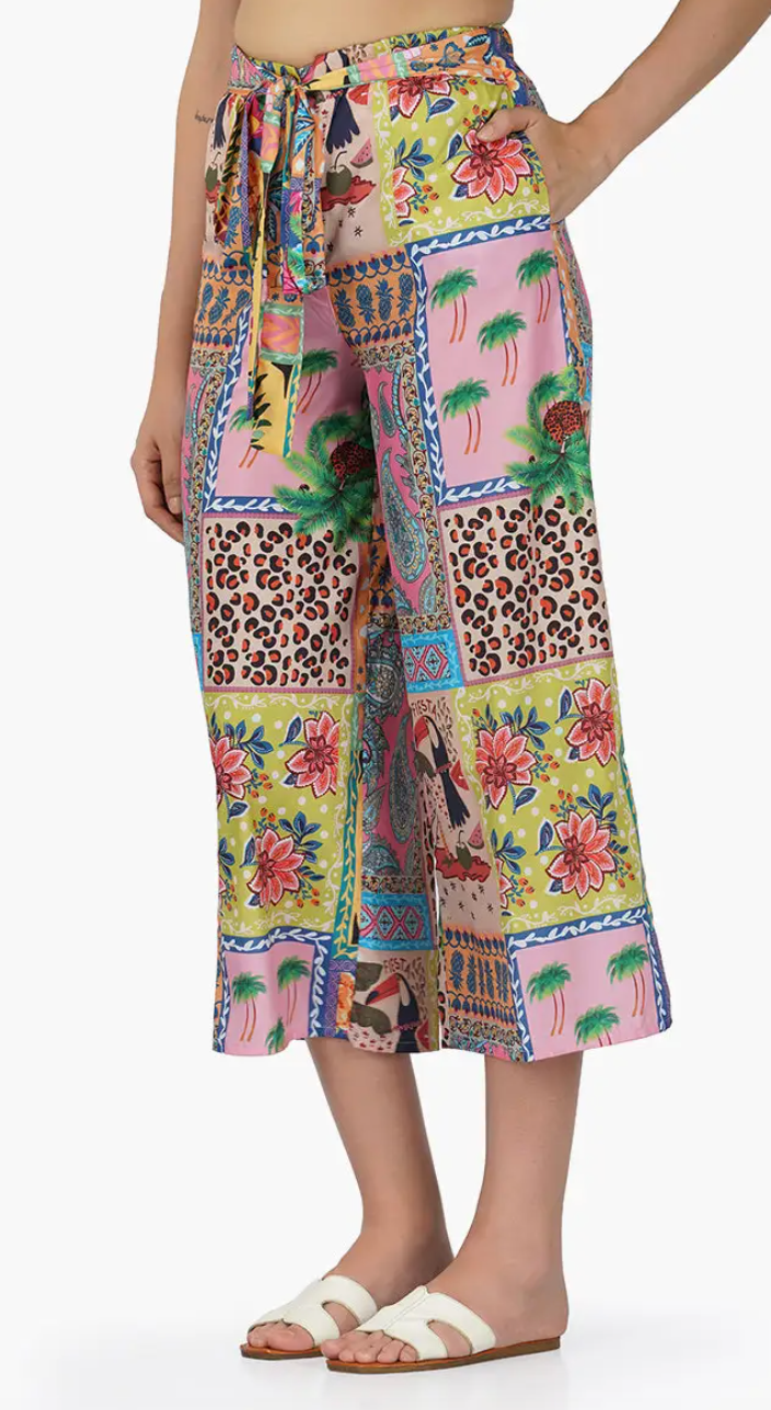 TROPICAL COLORFUL BUTTON UP PANTS