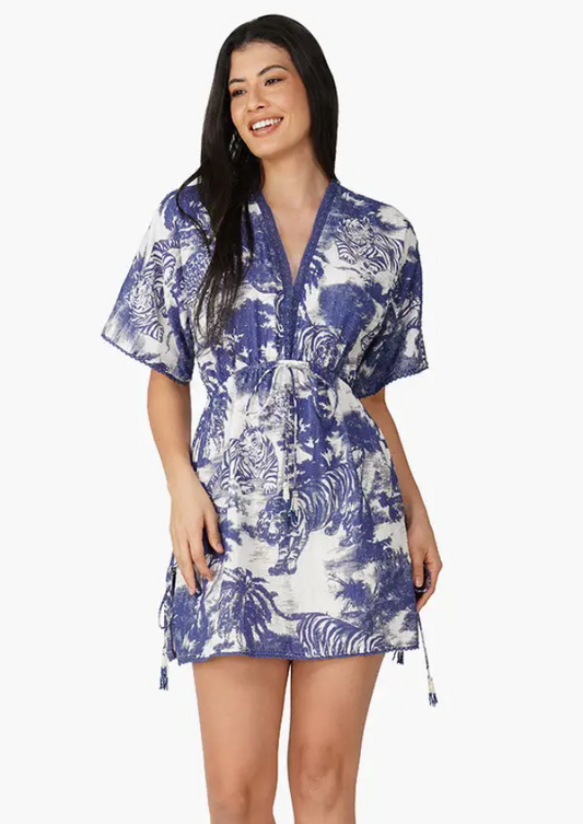 MIDNIGHT JUNGLE PRINT SHORT DRESS