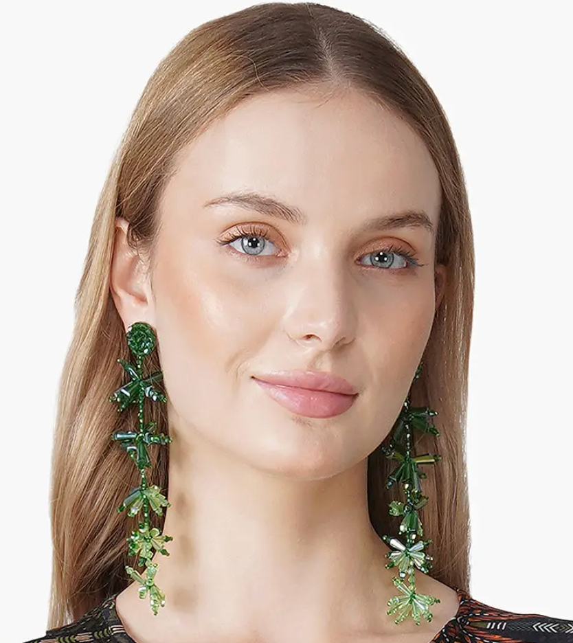 BEADED POMS EARRINGS