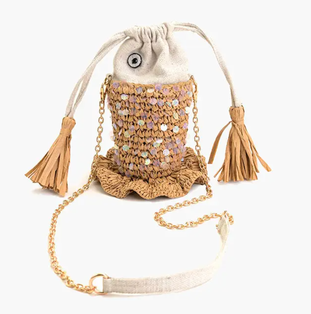 FISH HEAD DRAWSTRING BAG