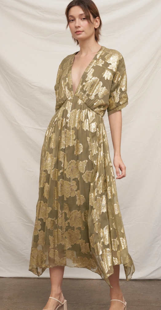 OLIVER GOLD VNECK KIMONO DRESS