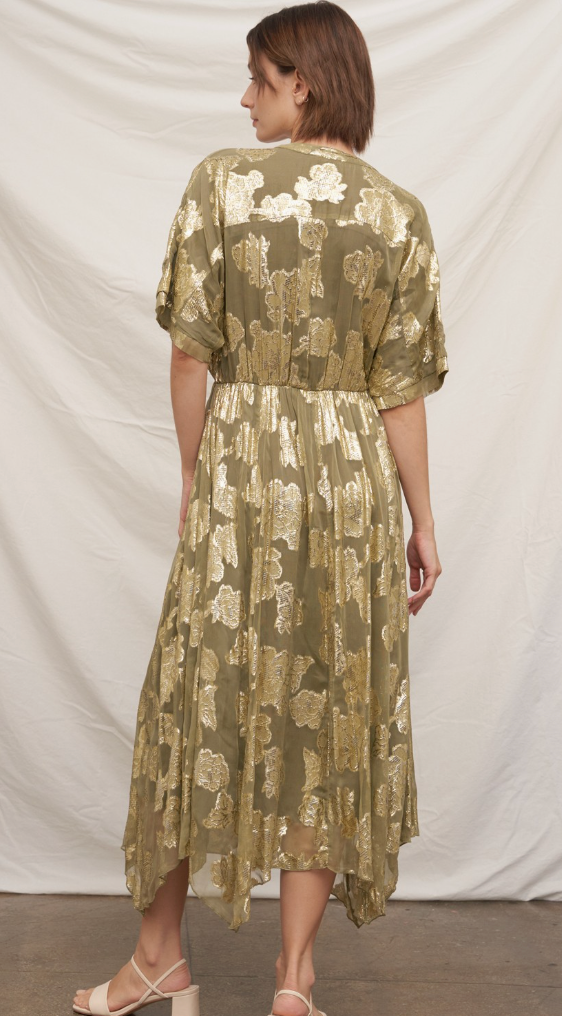 OLIVER GOLD VNECK KIMONO DRESS