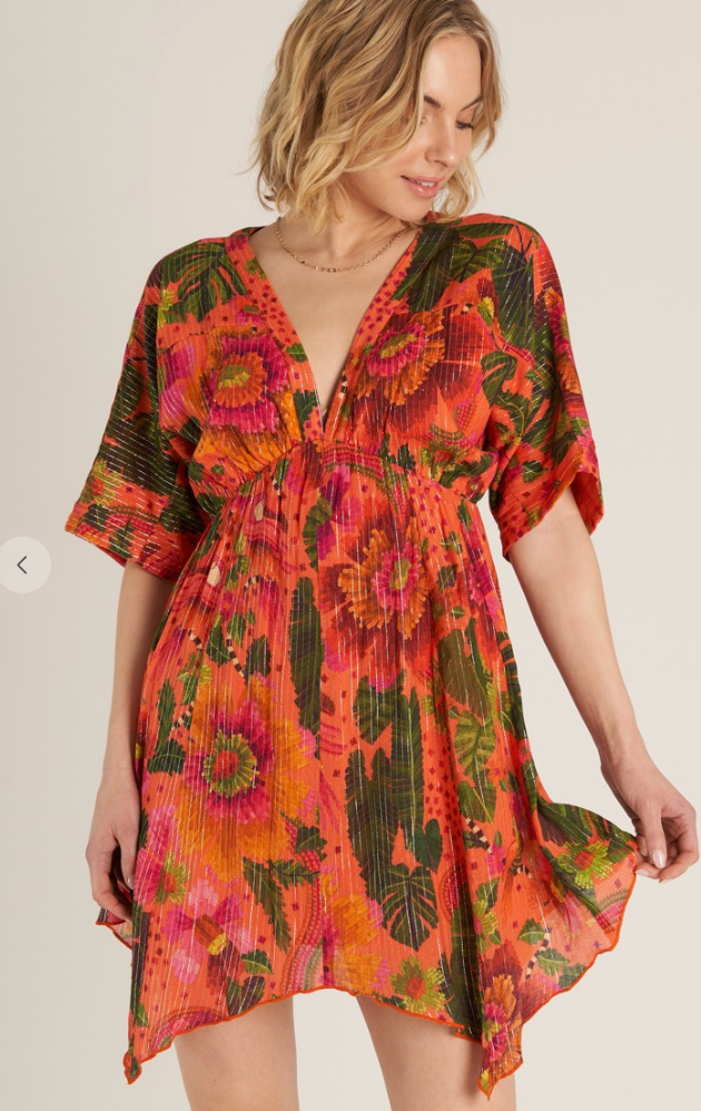 TROPICAL KIMONO MINI DRESS