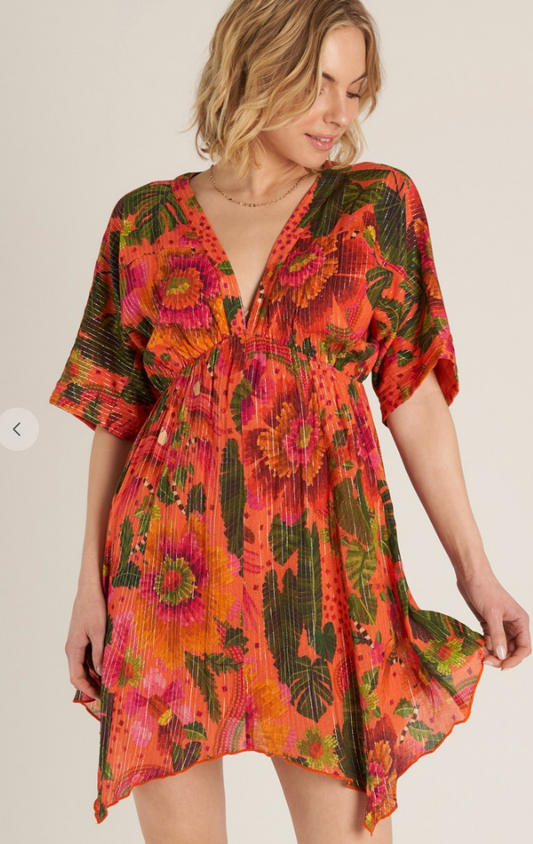 TROPICAL KIMONO MINI DRESS