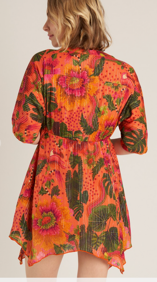 TROPICAL KIMONO MINI DRESS