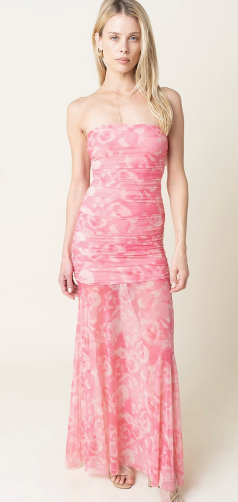PARKER PINK STRAPLESS MAXI
