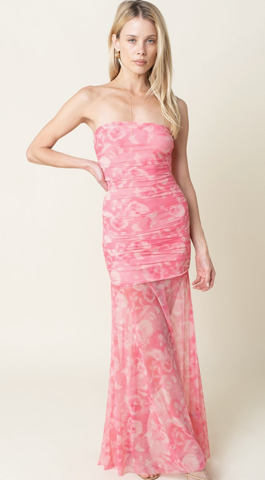 PARKER PINK STRAPLESS MAXI