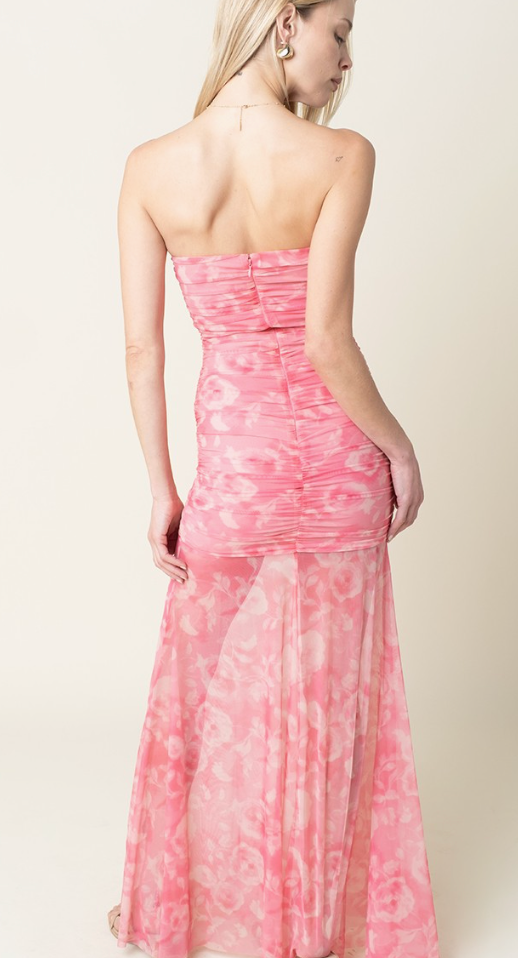 PARKER PINK STRAPLESS MAXI