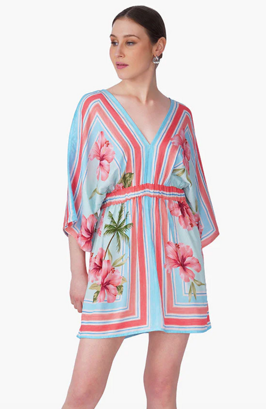 HIBISCUS PRINT SHORT DRESS