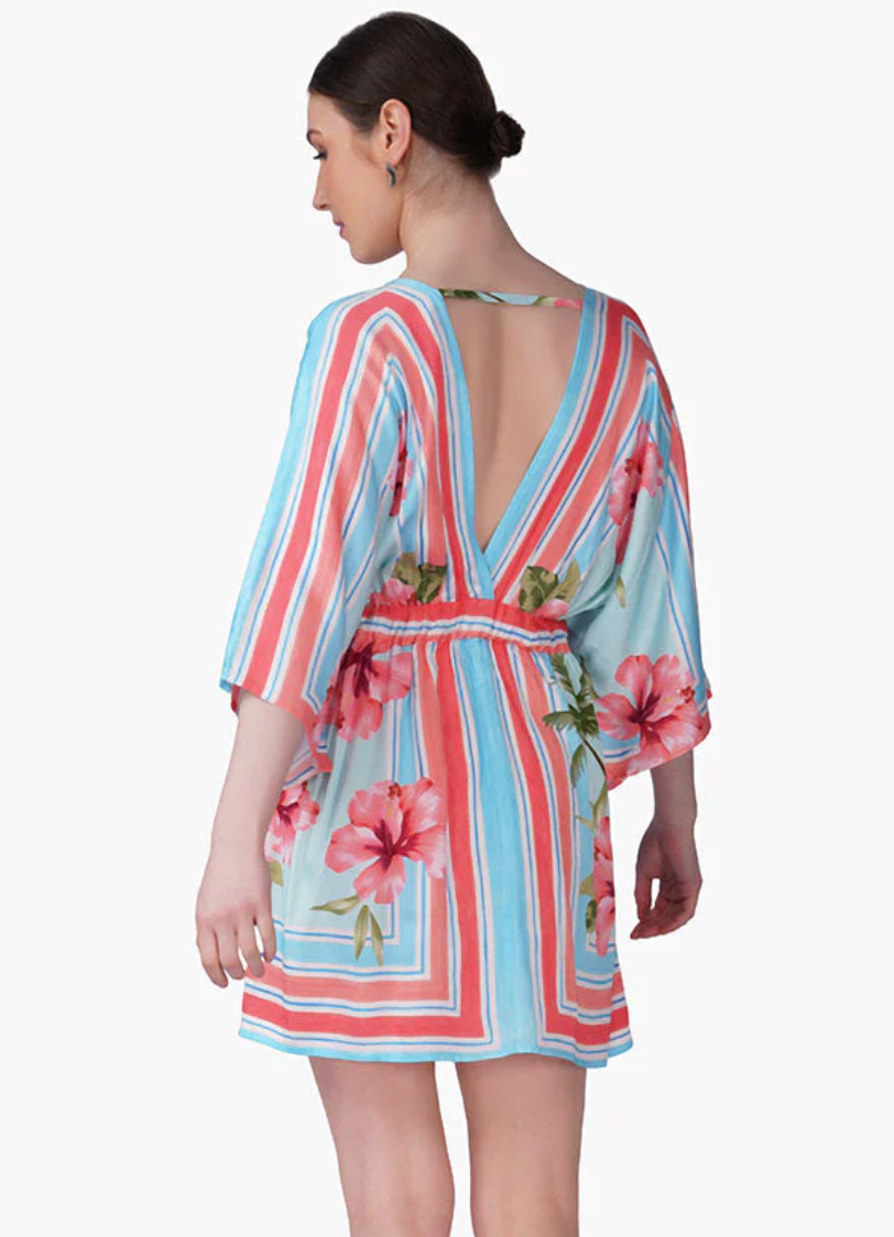 HIBISCUS PRINT SHORT DRESS