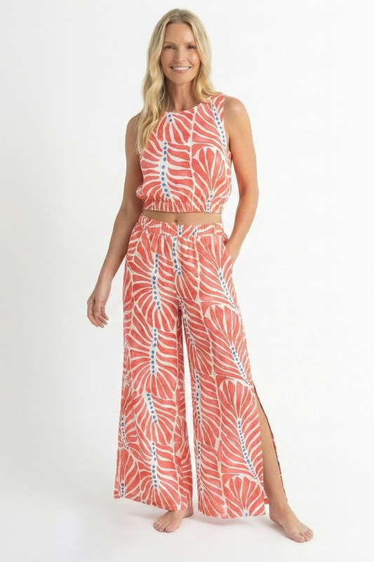 IGUAZU MONARCH PRINT SLIT PANTS