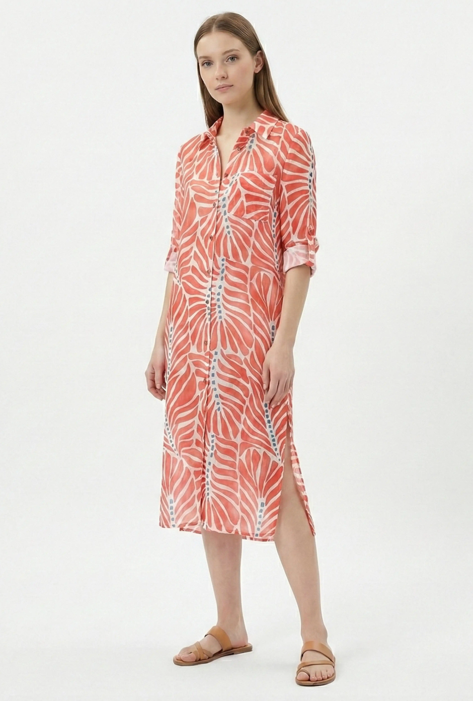 CORAL MONARCH DRESS WITH TIE