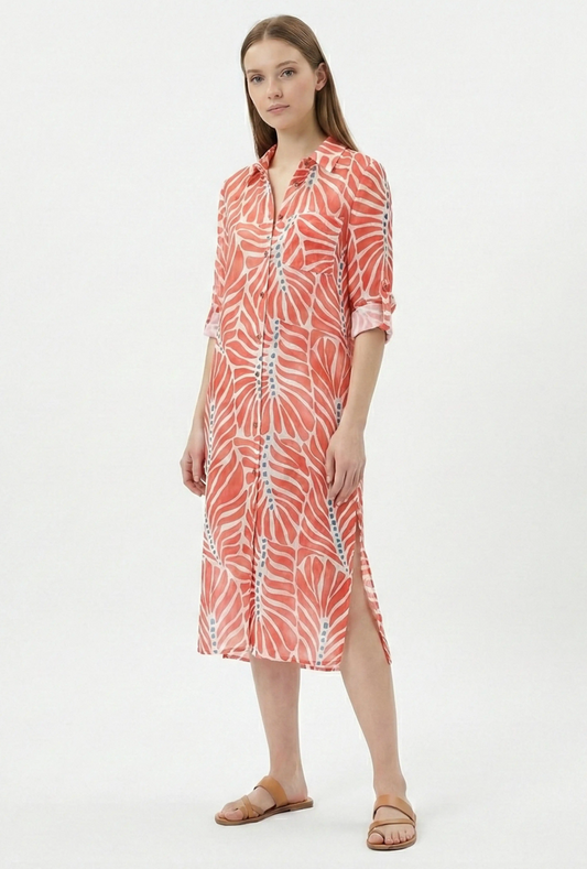 CORAL MONARCH DRESS WITH TIE