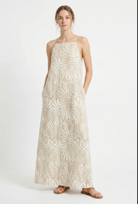 IGUAZU PRINTED CALI HALTER DRESS