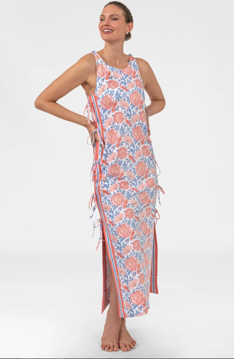 ROSES TANK DRESS WITH SIDE TIES