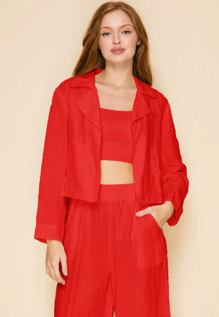 ROJA LINEN CROPPED JACKET