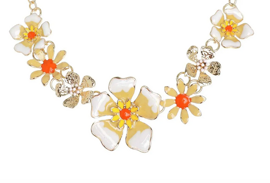 HIBISCUS FLOWER ENAMEL NECKLACE