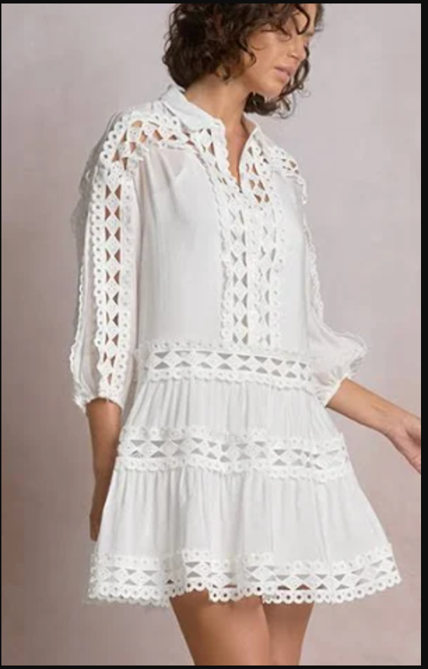 INTRICATE WHITE LACE DETAIL SHORT DRESS