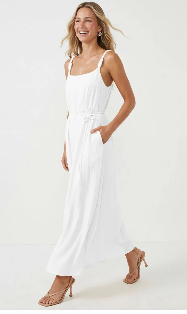 FLOWER BELT MAXI DRESS
