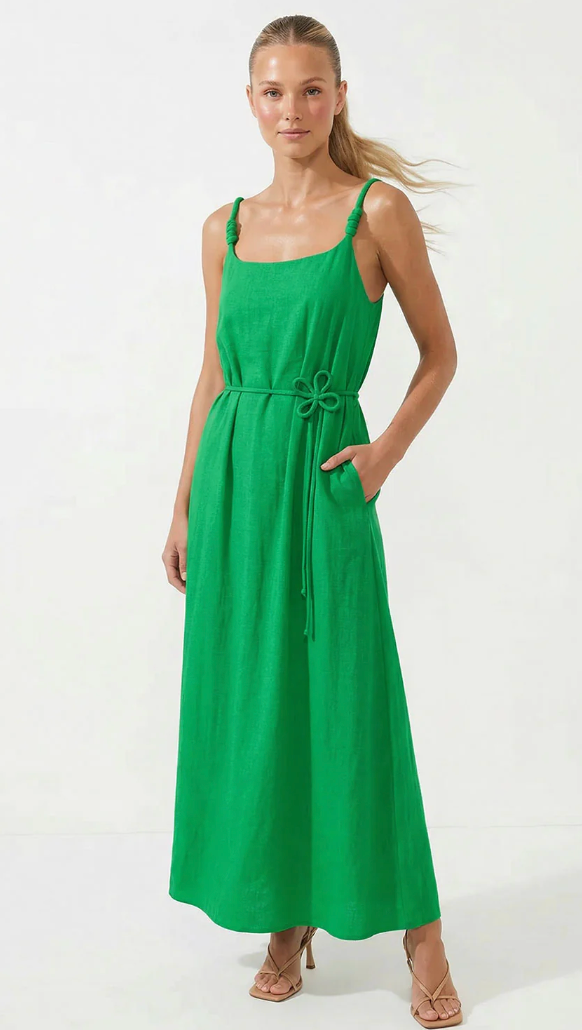 FLOWER BELT MAXI DRESS