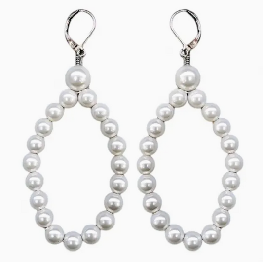 PEARL HOOP STATEMENT EARRINGS