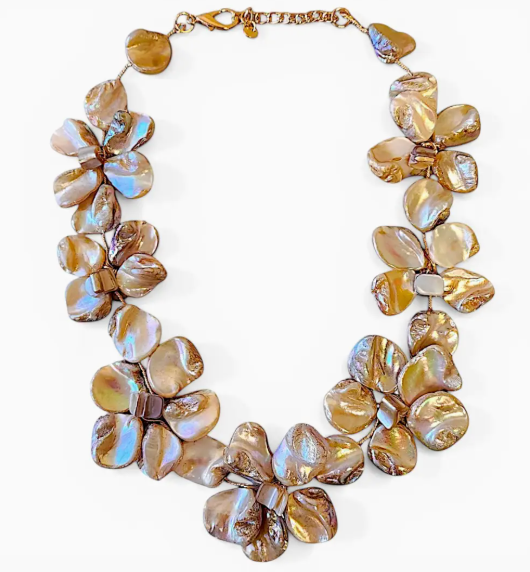 IRIDESCENT FLOWER STATEMENT NECKLACE