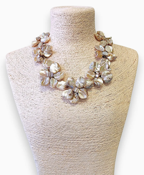 IRIDESCENT FLOWER STATEMENT NECKLACE