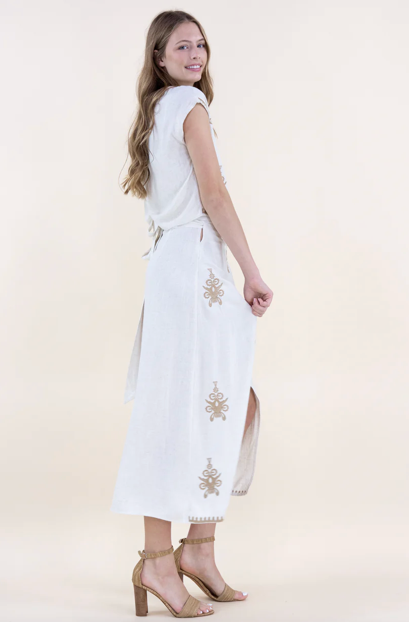 BETTE FLORAL EMBROIDERED TOP & SKIRT SET