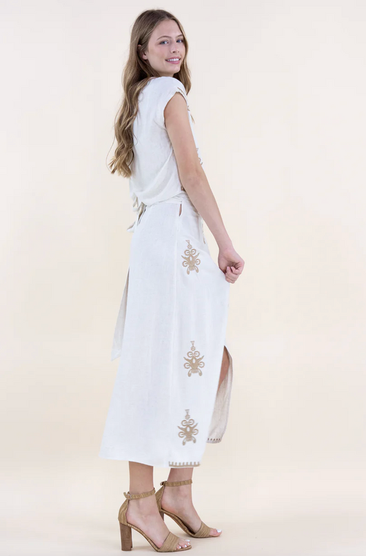 BETTE FLORAL EMBROIDERED TOP & SKIRT SET