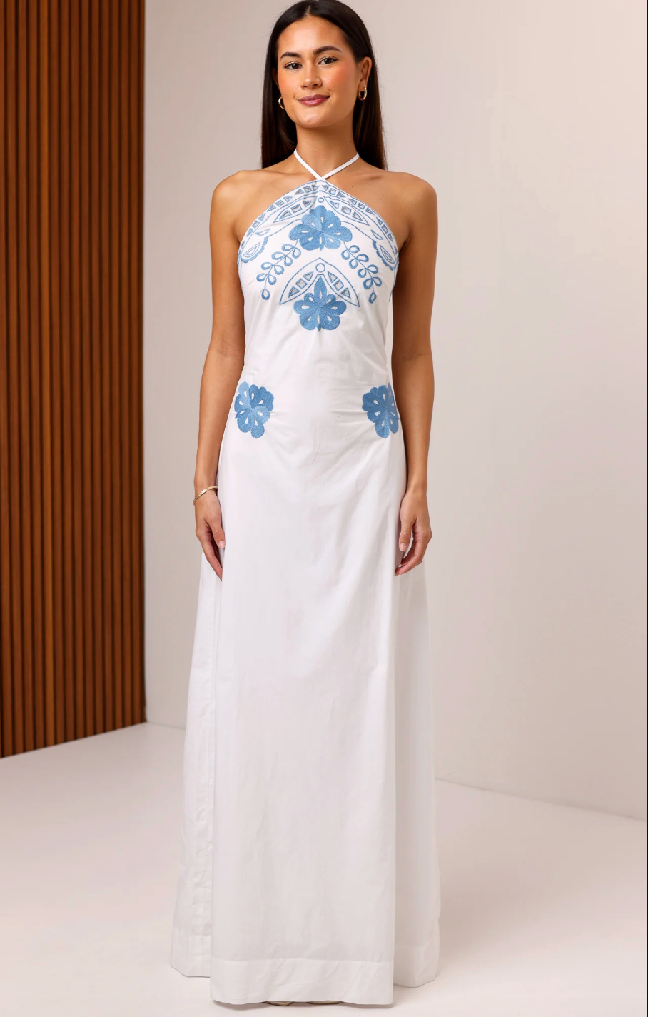TRAVIS EMBROIDERED MAXI DRESS