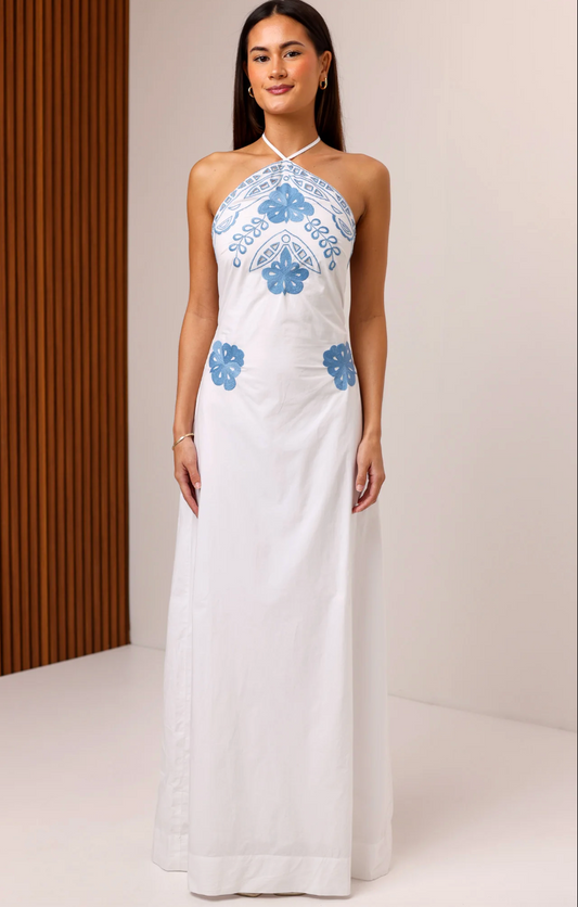 TRAVIS EMBROIDERED MAXI DRESS