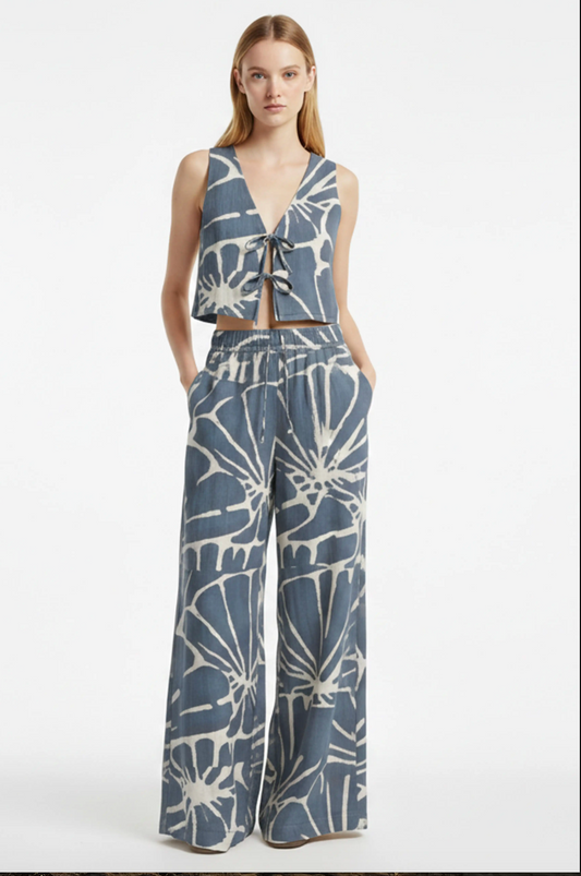ABSTRACT DAISY TOP AND PANT SET