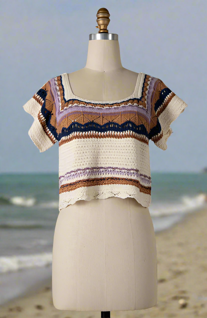 CROCHET LACE MULTI PATTERN TOP