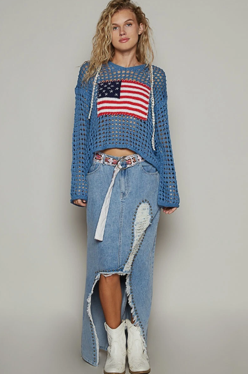 CROCHET FLAG HOODIE