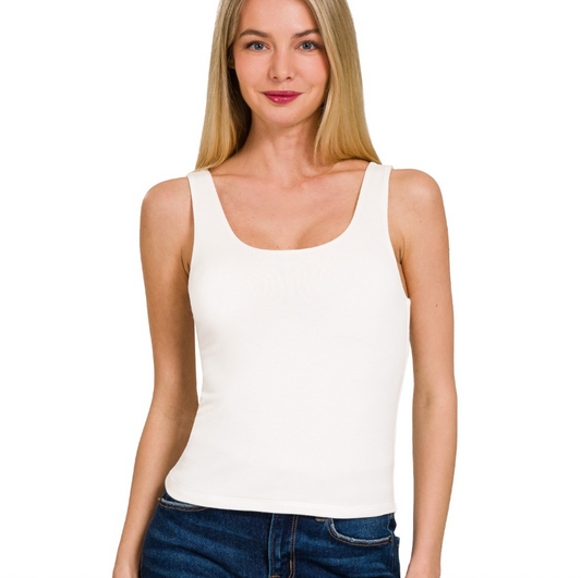SCOOP NECK DOUBLE LAYER TANK