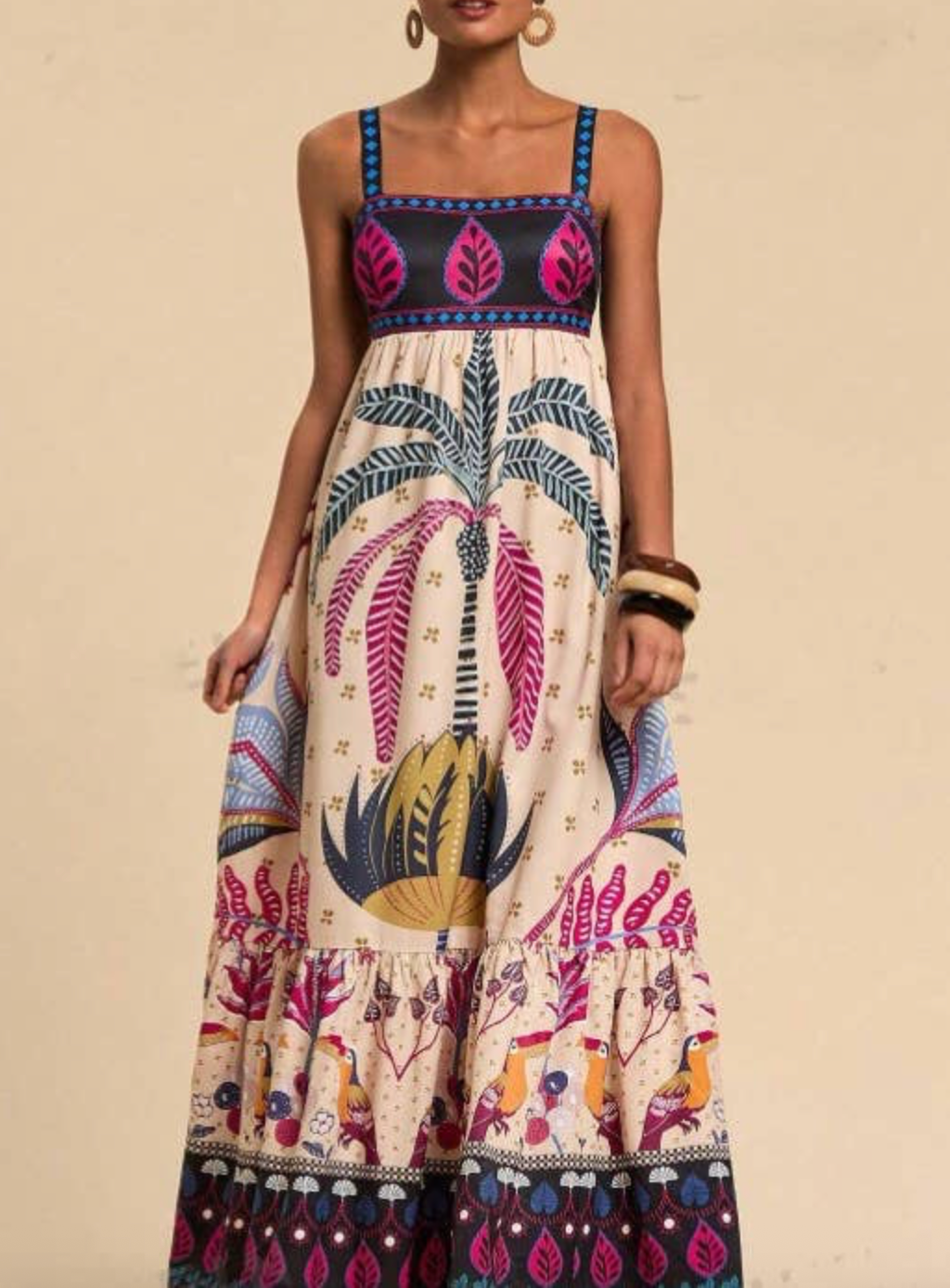 TROPICAL TOTEM PRINT DRESS