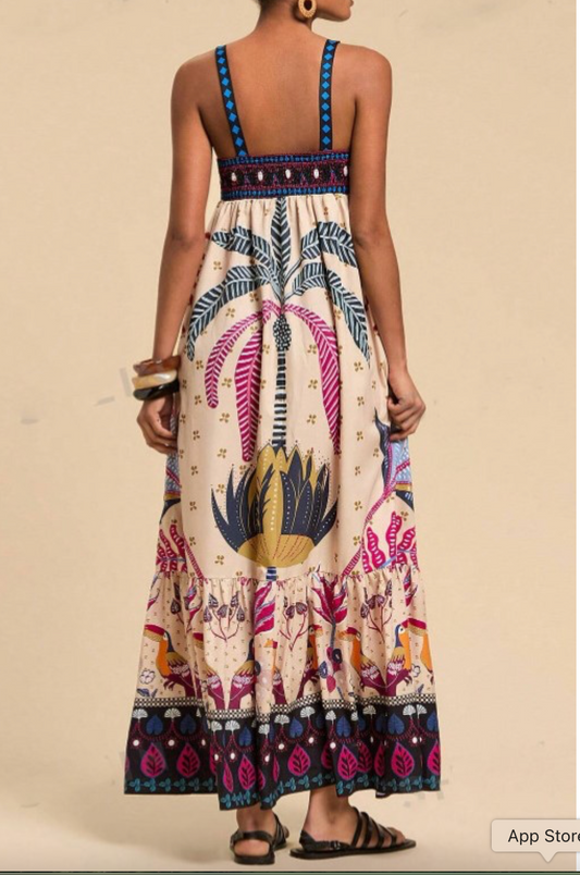 TROPICAL TOTEM PRINT DRESS